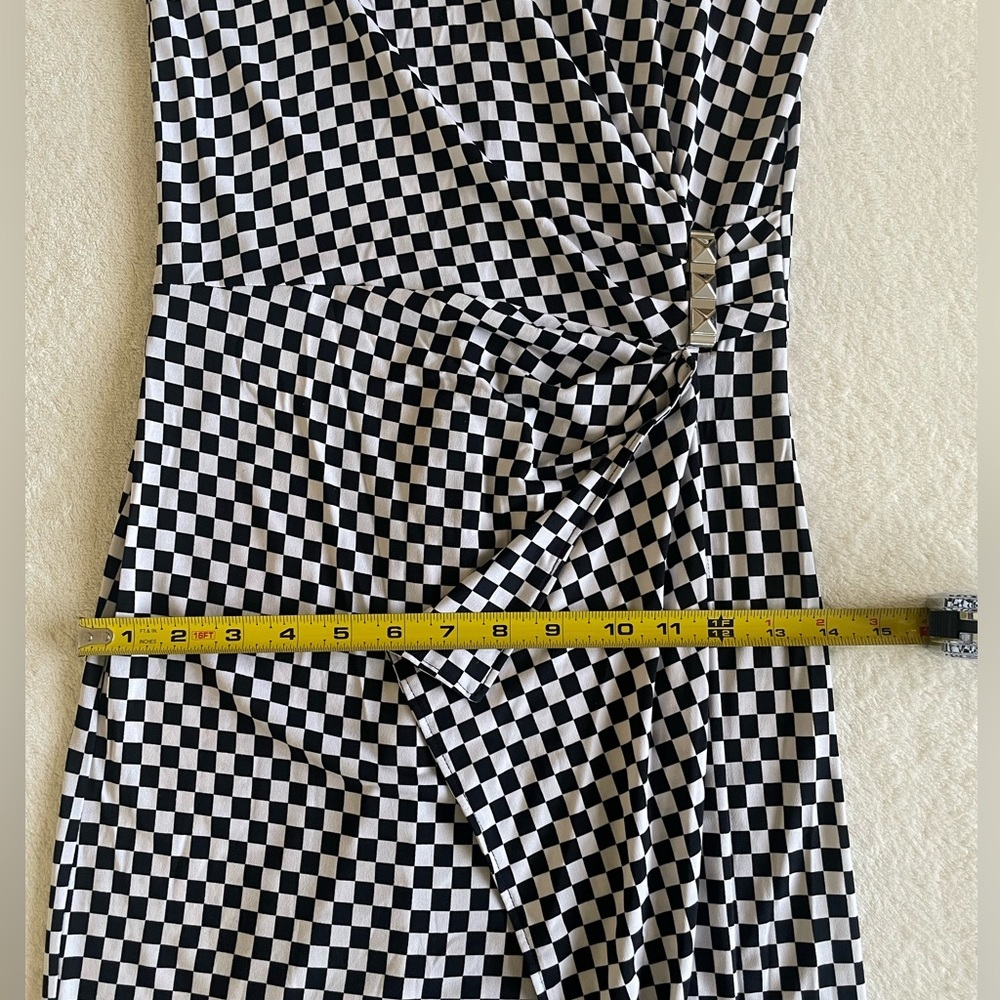 Michael Kors Ruched Check Dress Black White XXS - Picture 8 of 12